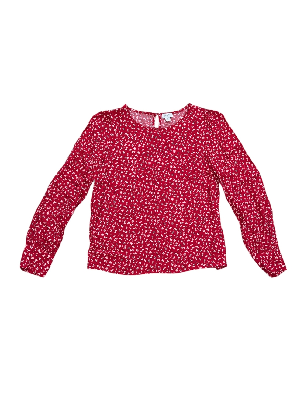 J. Crew Factory Red Floral Long-Sleeve Blouse